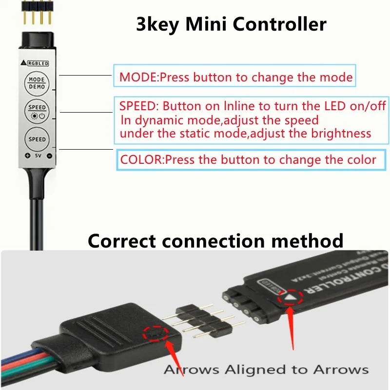 Imagem -03 - Led Luz de Tira 44key Controle Remoto Bluetooth Rgb Led Fita Luz Néon Dc5v Usb Quarto Decoração tv Backlight 1m 2m 3m 4m 5m 2835 & 5050