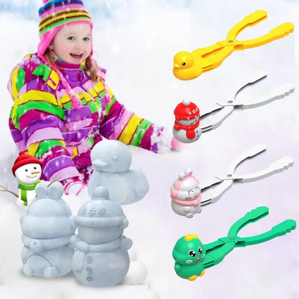 Funny Plastic Snowball Clip Cartoon Dinosaur Duck Shape Snow Play Toy Snowball Tool Snow Ball Mold Kids Gift