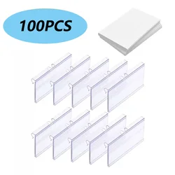 40/100pcsWith Cardboard Plastic PVC Shelf Data Strips Clip Holder Merchandise Price Talker Sign Label Display Adhesive Tape Back