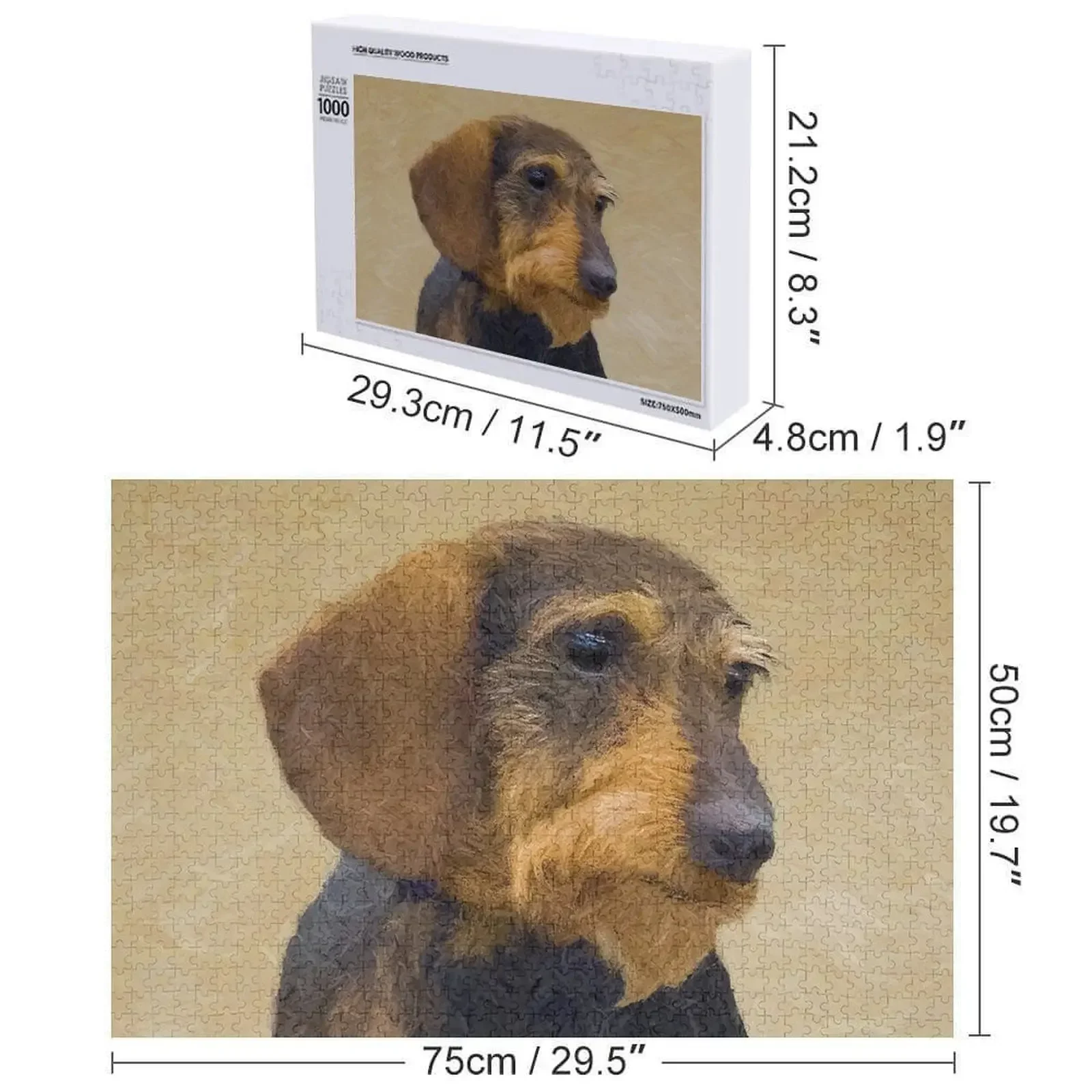 Dachshund (Wirehaired) Jigsaw Puzzle Custom Wood Personalised Name Puzzle