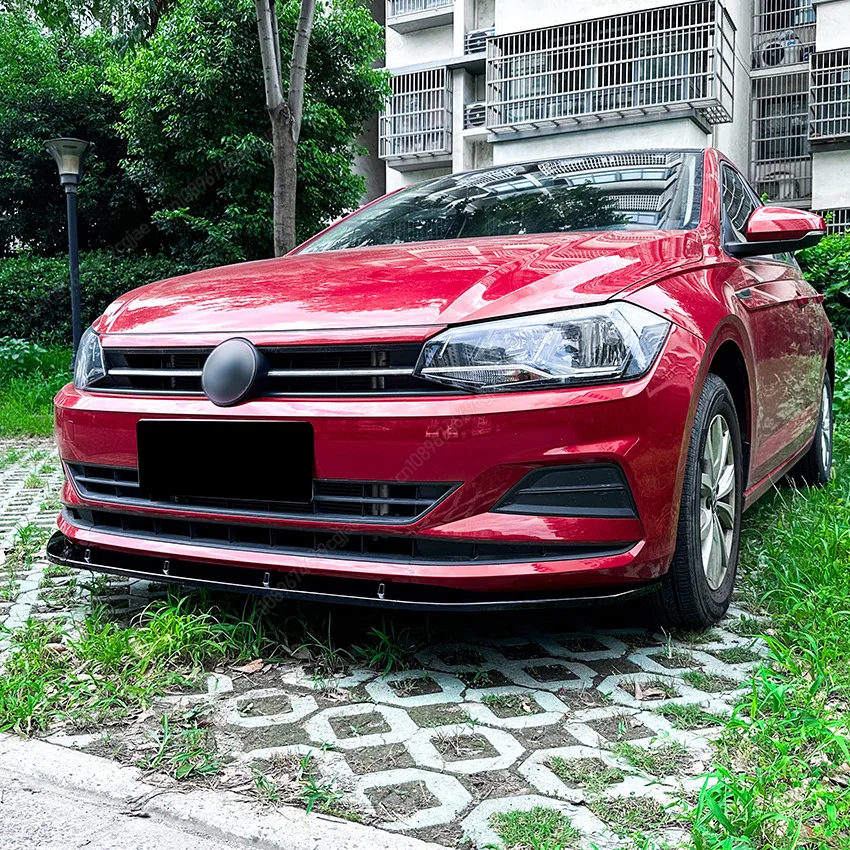 Difusor divisor de labio del alerón del parachoques delantero del coche para VW Polo MK6 Virtus 2018-2023 Kits de carrocería ABS con apariencia negra/carbono Tuning