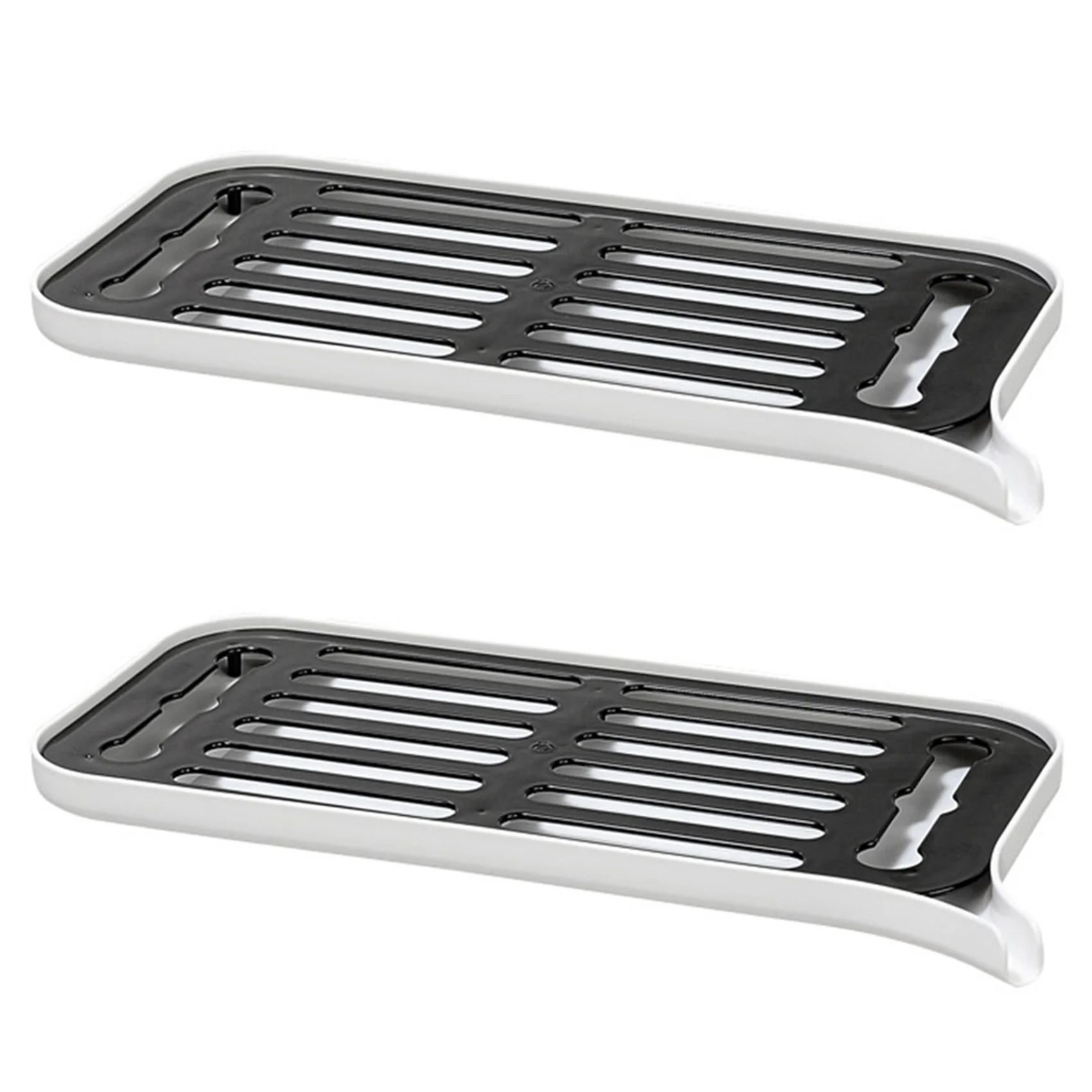 ABGG-2X Plastic Dish Drainer Dryer Tray Large Sink Drying Rack Worktop Drain Rack Kitchen Water Filter Tray-White