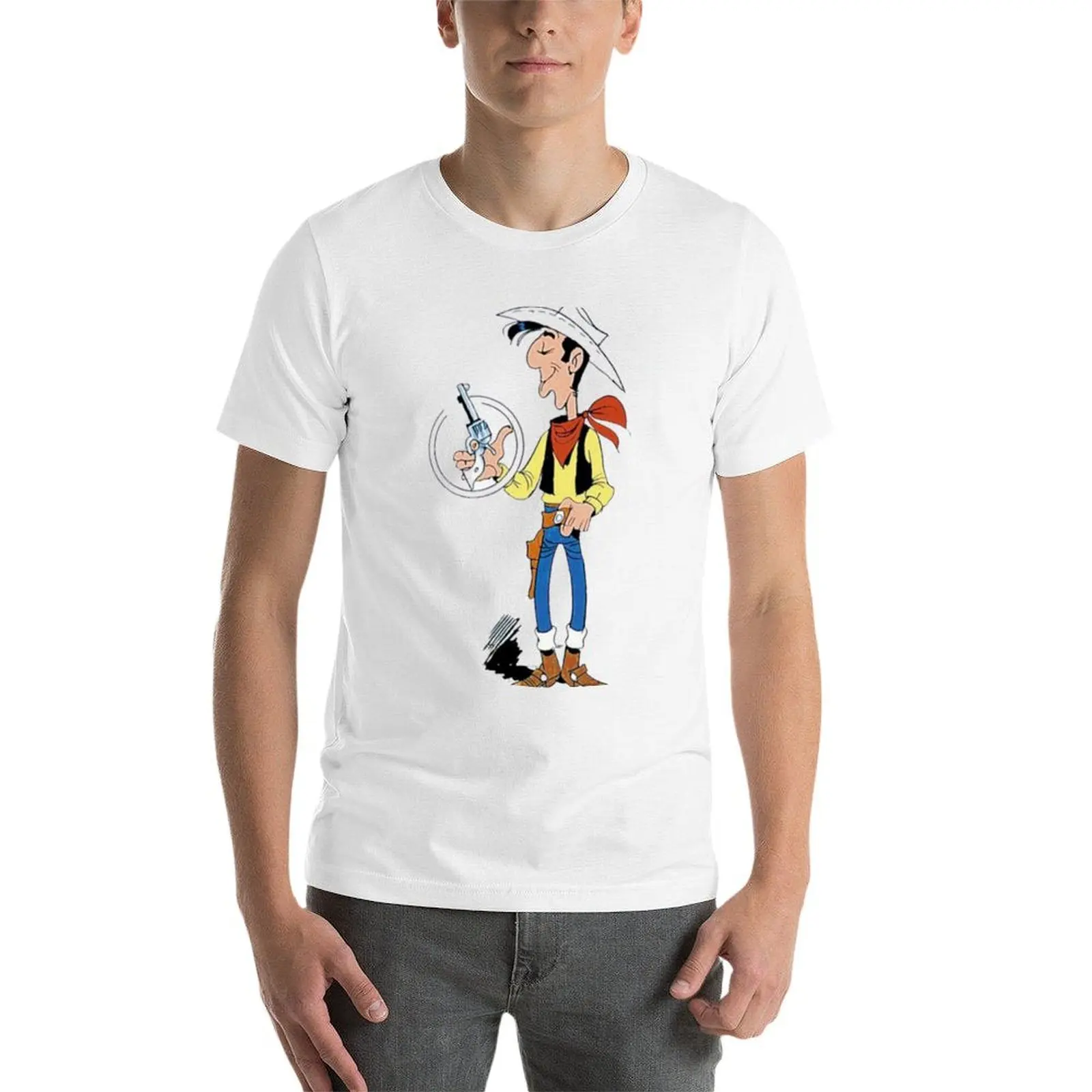 Kaos lucky t shirt dengan sablon custom luke katun 100% kaos pria grafis pistol