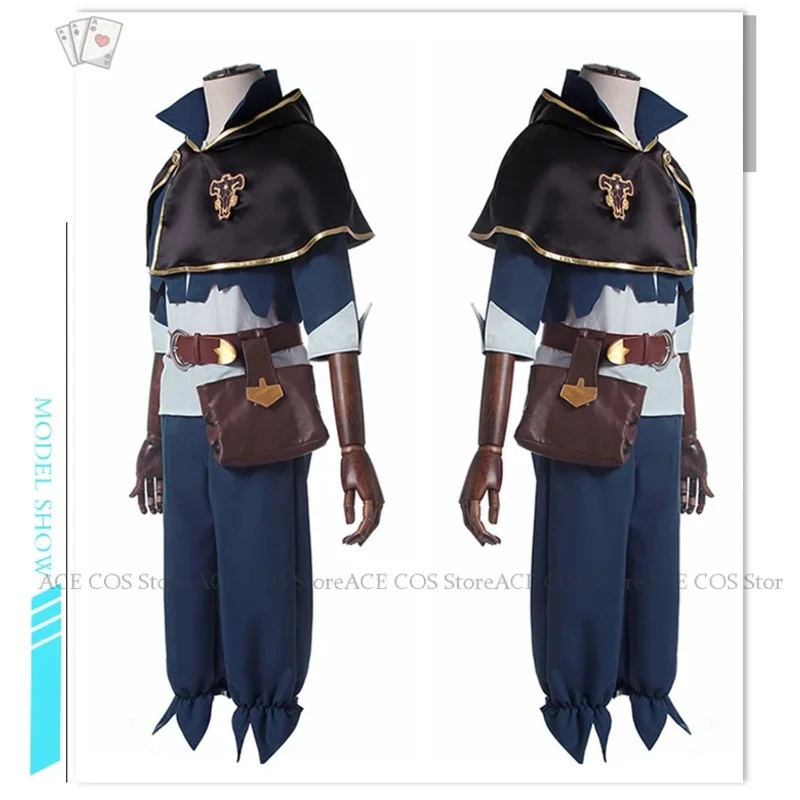 Anime Clover Asta Cosplay Kostuum Pruik Mantel Zwarte Stier Sjaal Hoofdband Cosplay Kostuum Man Top Mantel Halloween Kostuums