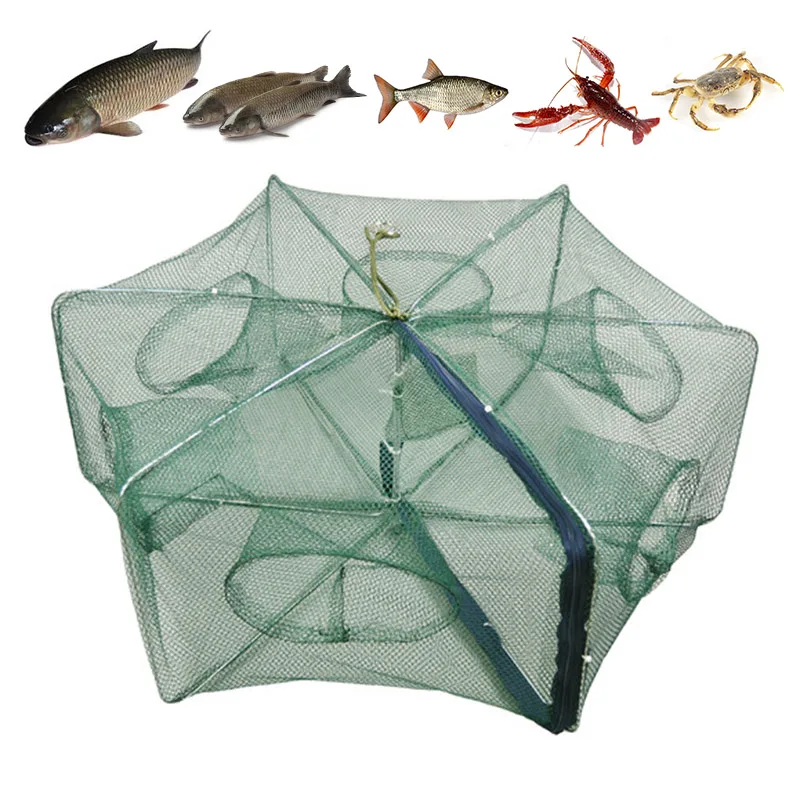 Portable Fishing Net Automatic Foldable Catch Fish Baits Trap For Fishes Shrimp Minnows Crab Cast Mesh Traps Fishing Accessories