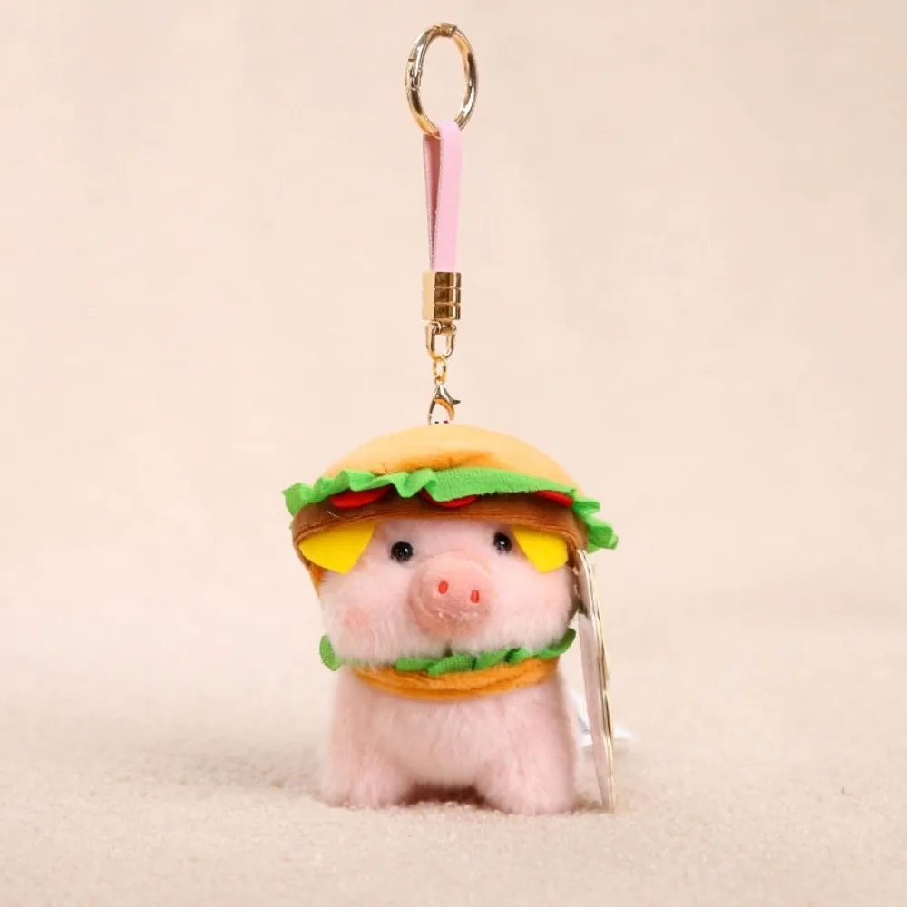 Ultra-Soft PP Cotton Burger Animal Plushie Exquisite Embroidery Short Fabric Kawaii Foodie Key Chain Vivid Realistic Colors