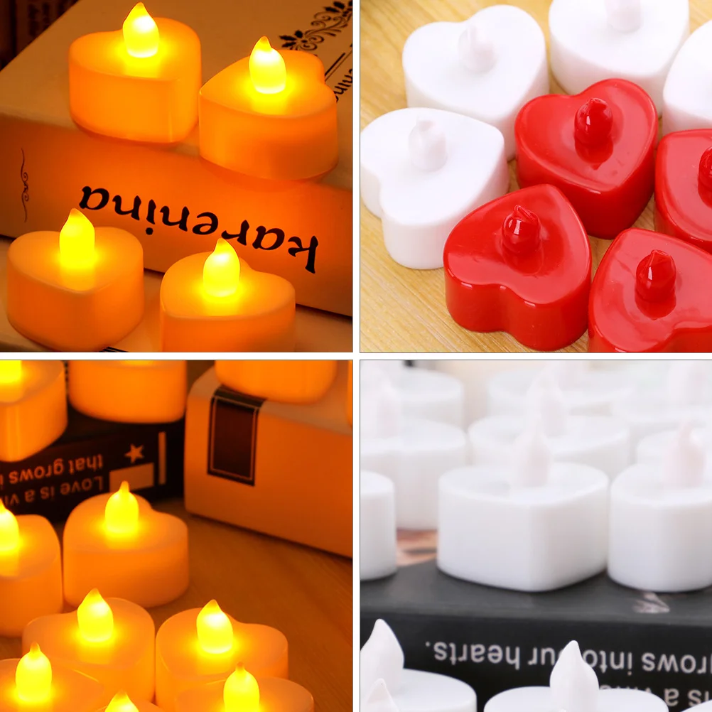 

12Pcs LED Heart-Shaped Electronic Lamps No Dripping No Fire Safe for Kids Pets Ideal for Room Scene Lighting Decor