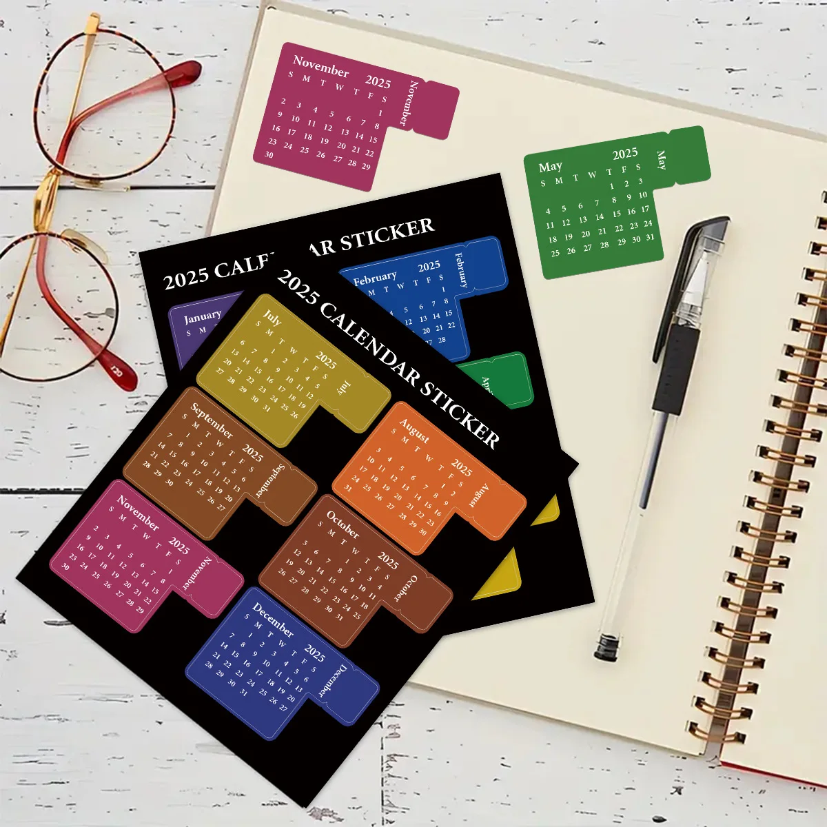 Creative Note Pad 2025 Calendar Plan Notepad Schedule Index Label Adhesive Sticker Monthly Calendar Notepad Diary for Office