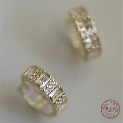 925 Sterling Silver Plated 14K Gold Inlaid Zircon Geometric Earrings for Women French Temperament Party Jewelry