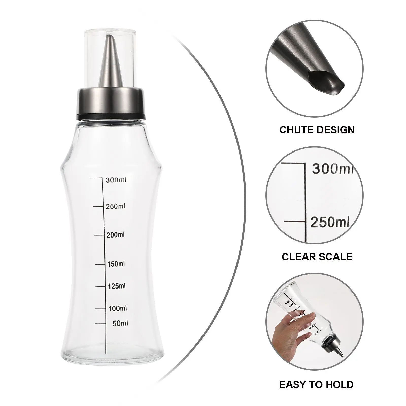 

1Pcs Oil Dispenser Stainless Steel Glass Bottle Transparent Backflow Design Leakproof Condiment Container for Kitchen