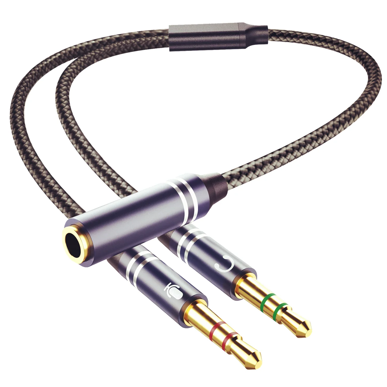 Headphone Splitter For Computer 3.5mm Female to 2 Dual 3.5mm Male Headphone Mic Audio Y Splitter Cable Headset to PC Adapter
