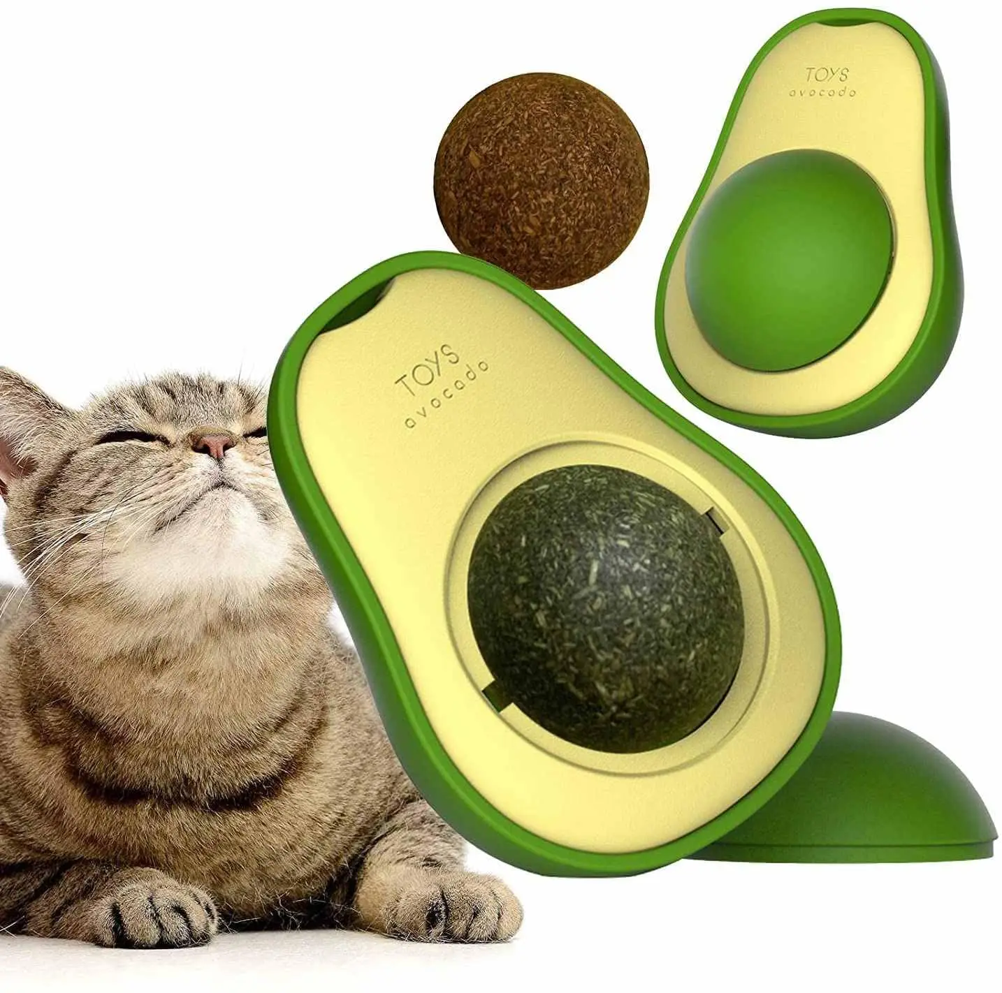 Boule de chat magique en herbe de cataire à l\'avocat, boule de menthe comestible, léchage IkSnack, friandises rotatives saines, jouets pour chaton,