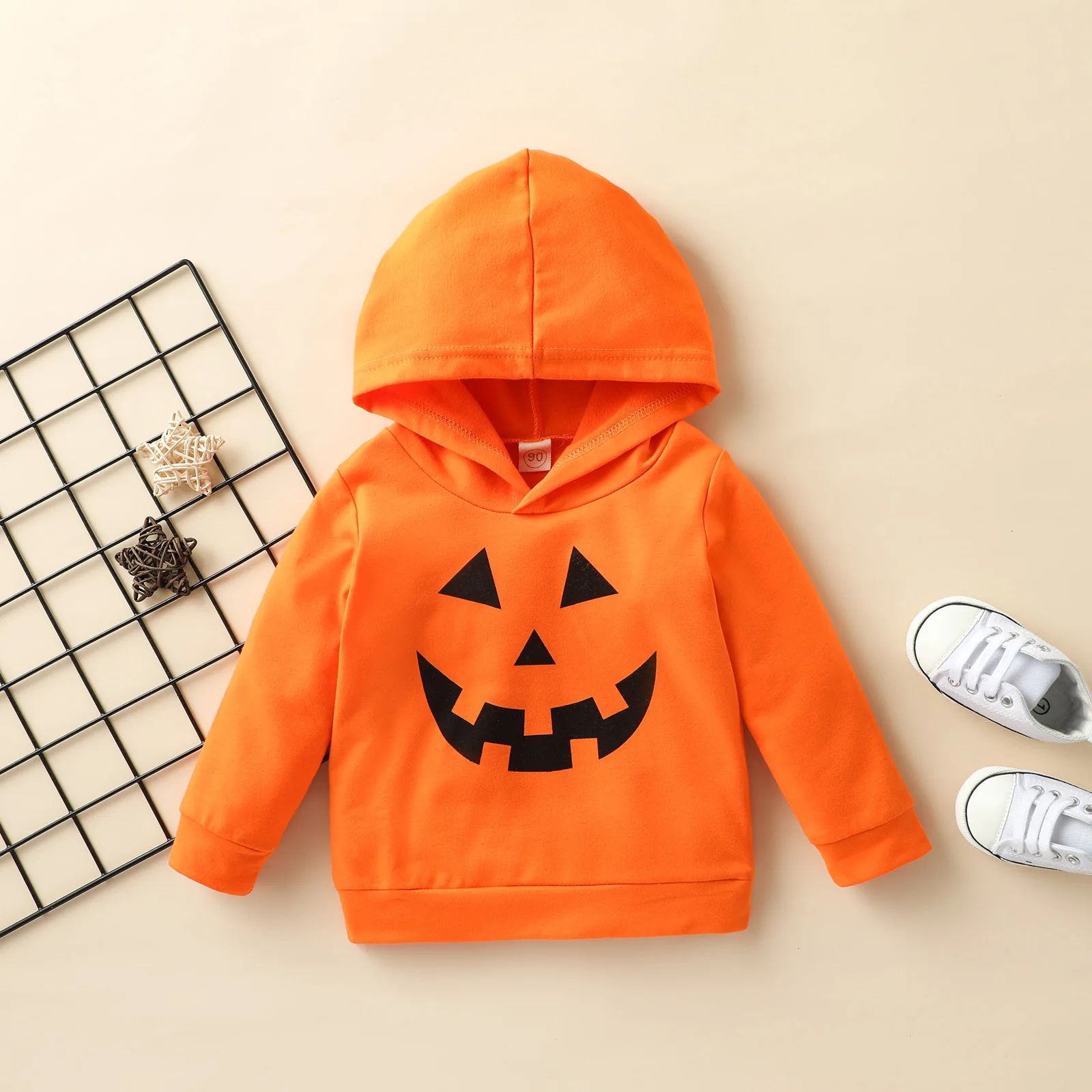 

2024 Children Halloween Pumpkin Hooded Sweatshirt Fashion Toddler Boys Girls Long Sleeve Print Cotton Pullover Tops Kids Clothes