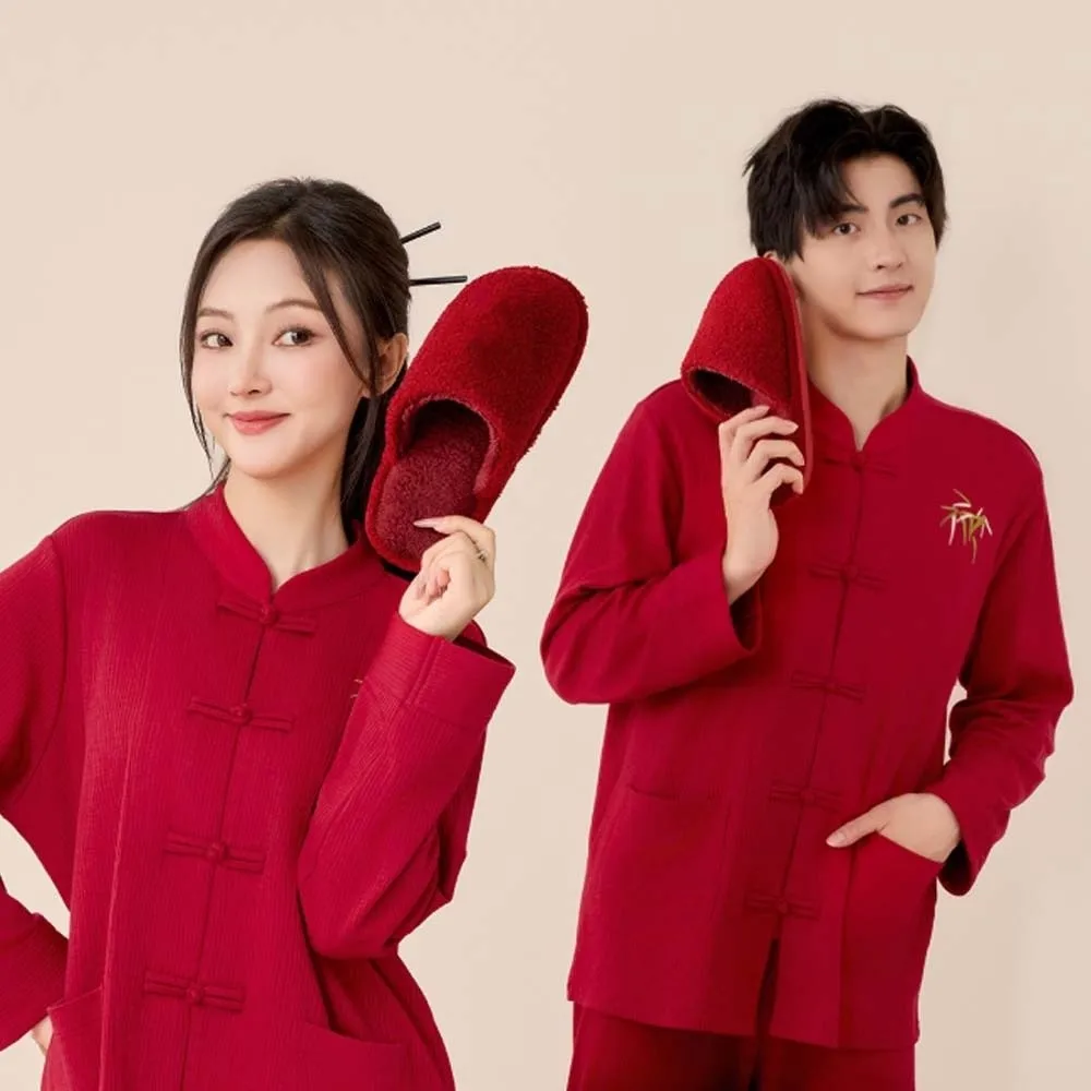 House Shoes Soft New Year Slippers Thickened PVC Red Cotton Slippers Solid Color Home Cotton Shoes Newlywed