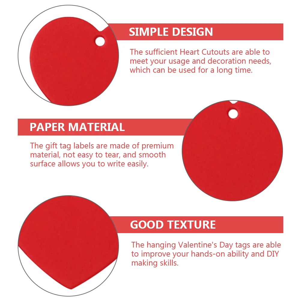 

300 Pcs Love Tag Decorative Hanging Tags Delicate Diy Crafts Heart Red Valentine's Day Decoration Pendant Table Labels