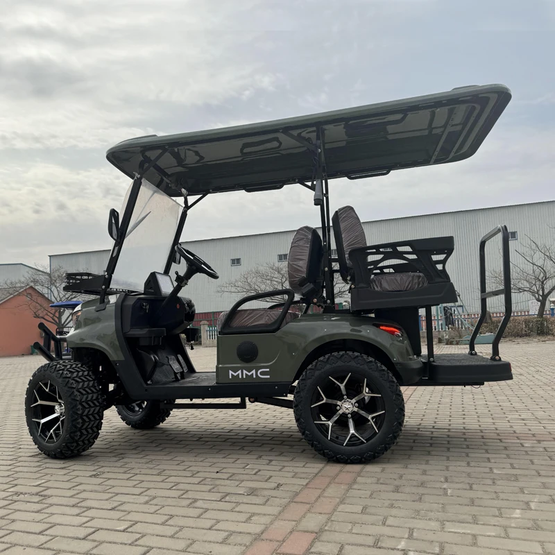 Carrinho de golfe elétrico dobrável, braço giratório duplo, suspensão dianteira, motor de corrente alternada, vendas diretas, 48 V, 60 V, 72V, 4 lugares, 4000 W, 5000 W, 7000W