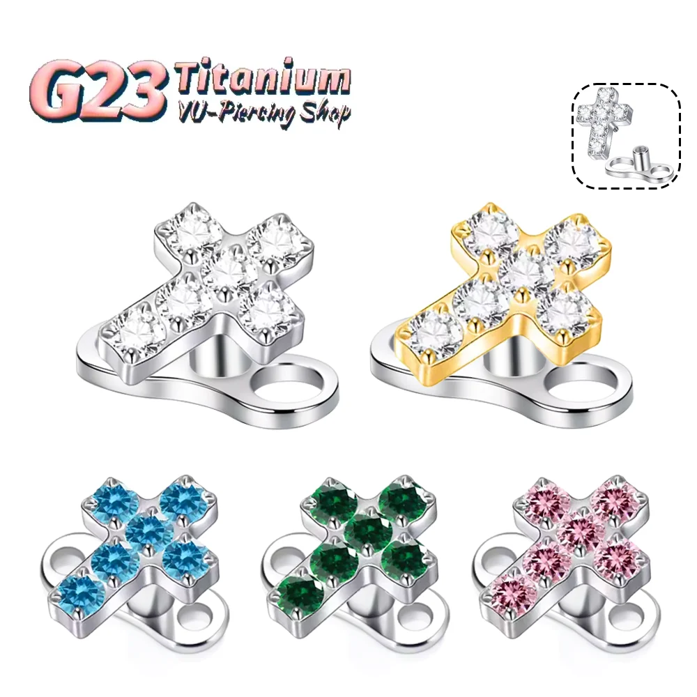 

Implant-Grade F136 Titanium Alloy Fashion New Style Small Cross Zirconia Anchor Stud Collarbone Hidden Body Piercing Jewelry