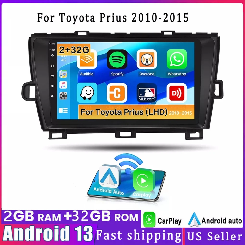 Wireless Carplay Android Auto Multimedia Car Radio for Toyota Prius 3 10-15 9 Inch Android Central Control Navigation Car Radio