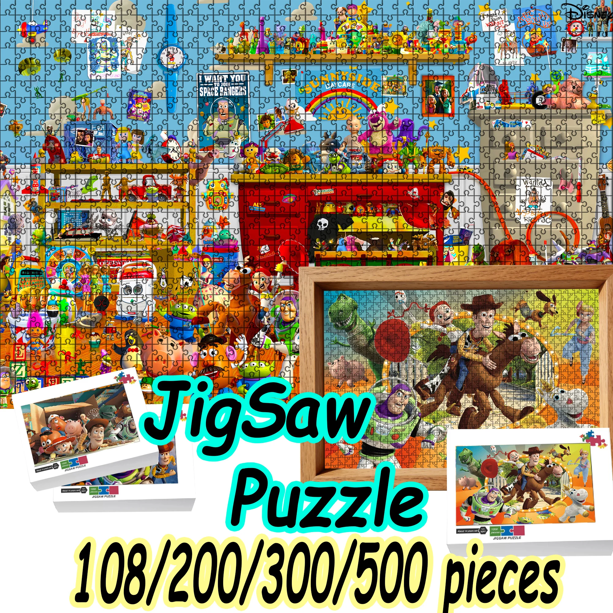 Disney Toy Story Buzz Lightyear Jigsaw Puzzle 108/200/300/500/1000 Pieces Wooden Floor Puzzle High Quality Gift Fun Party Game