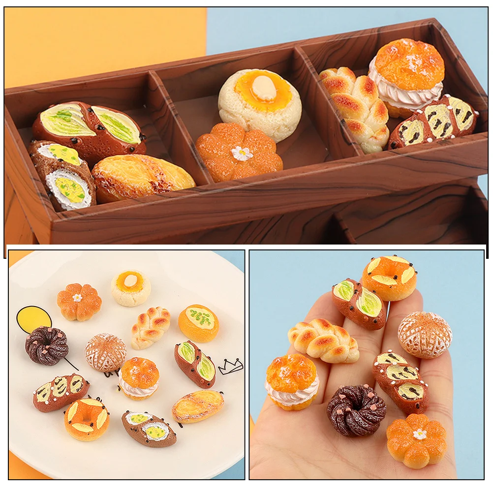 

18Pcs Simulation Bread Resin Miniature Bakery Decoration Accessories Artificial Bread Decor for Display Craft Fake Food Prop
