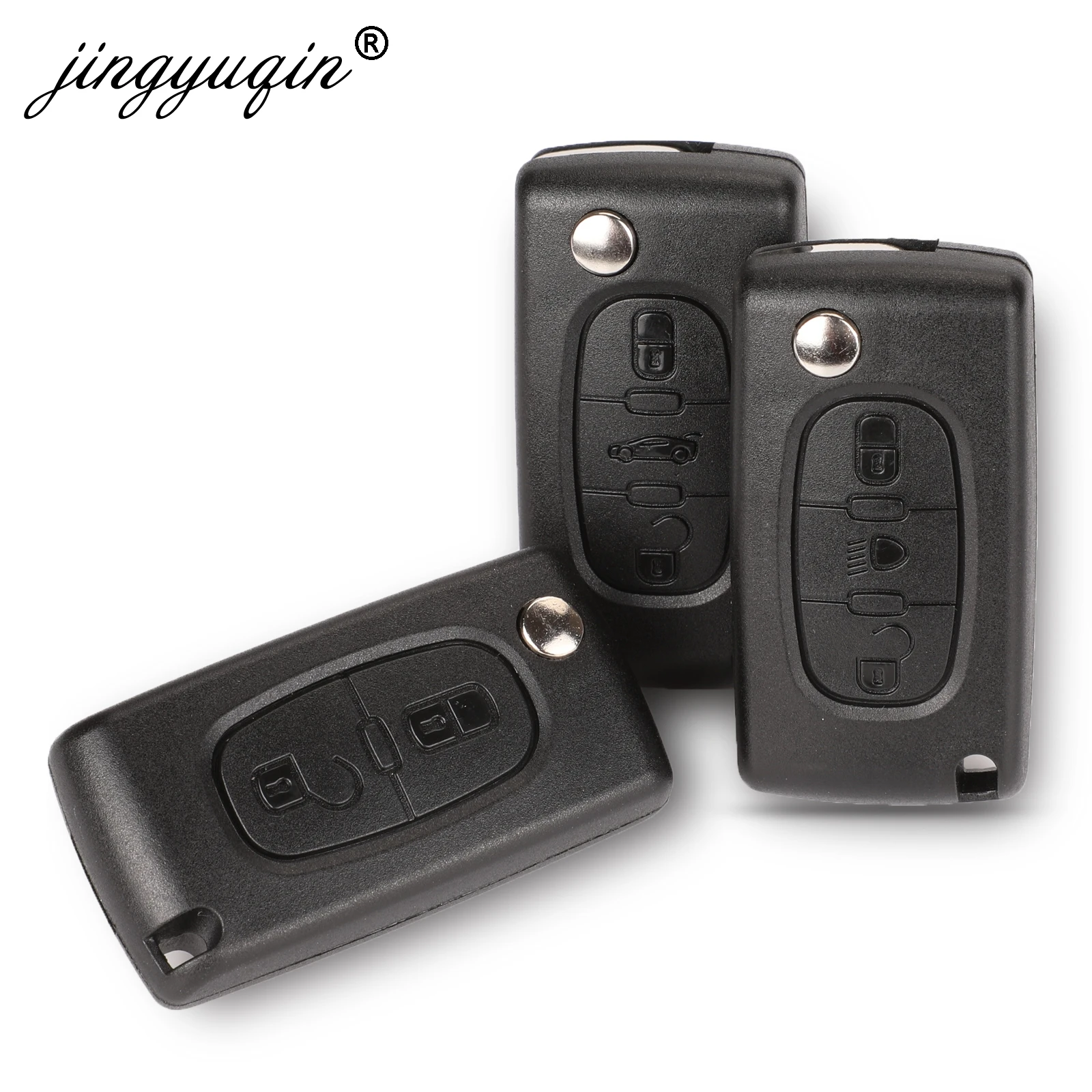 jingyuqin 2/3 Button Flip Fob Car key Case Shell for Peugeot 207 307 308 407 607 807 Partner Citroen C2 C3 C4 C5 C6 Xsara