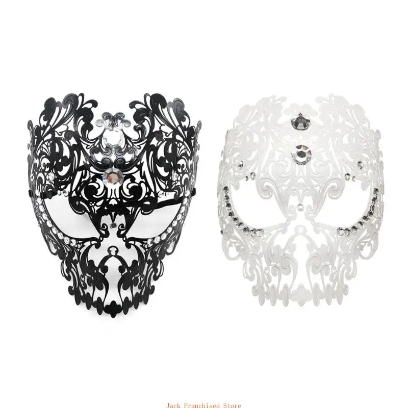 

Elegant Full Face Jeweled Metal Mask Full Face Metal Mask with Diamond Embellishment for Halloween and Masquerades