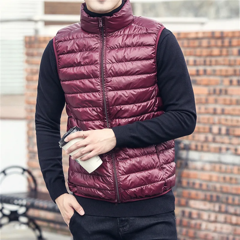 New Winter Men\'s Vest White Duck Down Lightweight Padded Vests Sleeveless Jackets Warm Coat Plus Size Puffer Parkas Portable