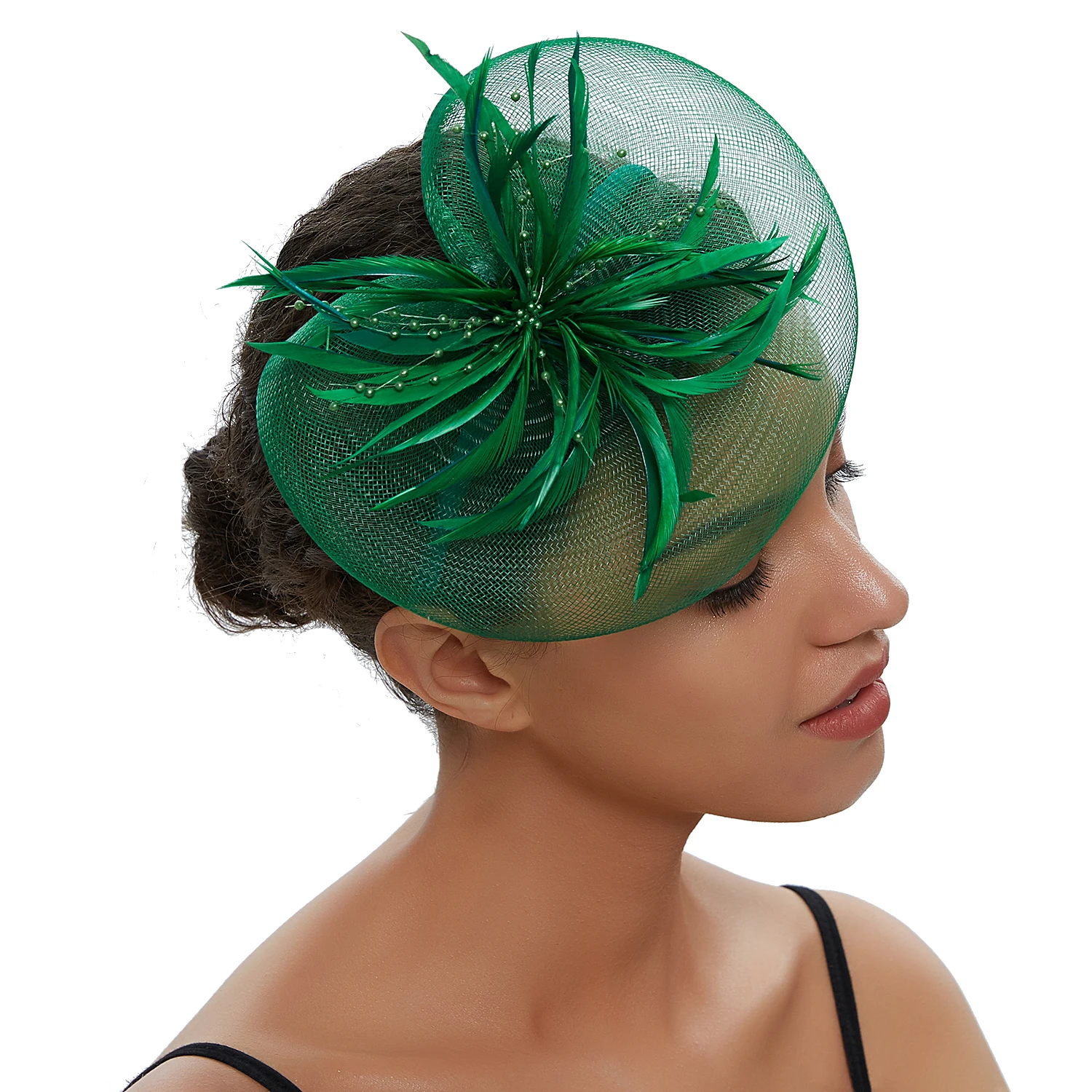 Headwear nupcial festa de formatura pena headdress net fio hairpin cabeça flor requintado pouco chapéu feminino fascinators