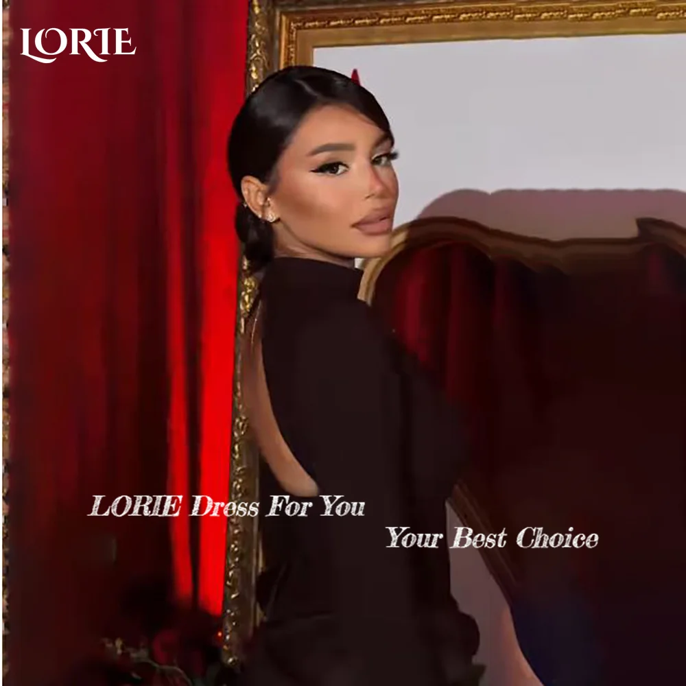 LORIE High Collar Evening Dress Ruch Long Sleeve Floor Length Princess Prom Dresses Pleats Illsion Arabia Party Gown Customized