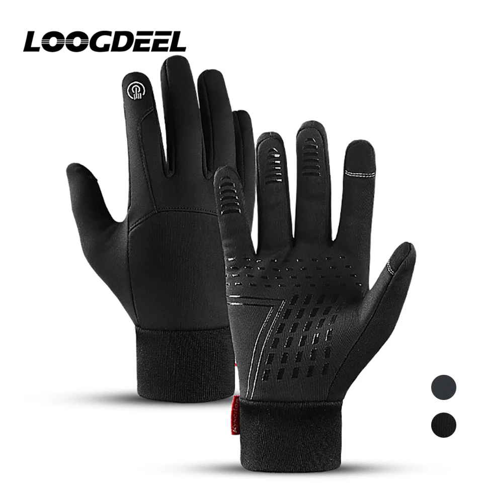 LOOGDEEL Winter Outdoor Sports Warm Thermal Fleece Running Ski Gloves Men Women Touch Cold Waterproof Motorcycle Cycling Gloves