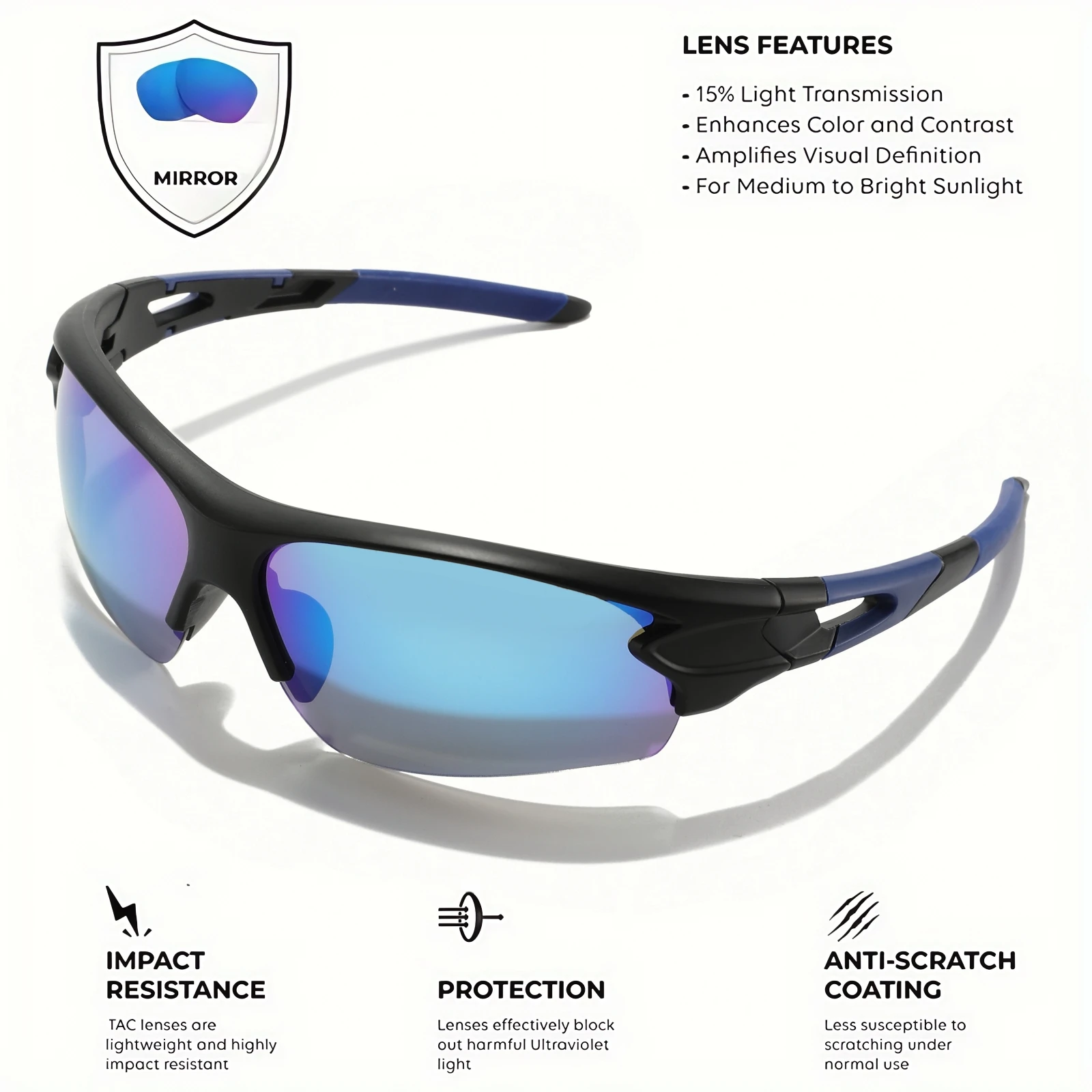 نظارات شمسية رياضية ملونة شبه بدون إطار - UV400 للجنسين للجري وركوب الدراجات والأنشطة الخارجية