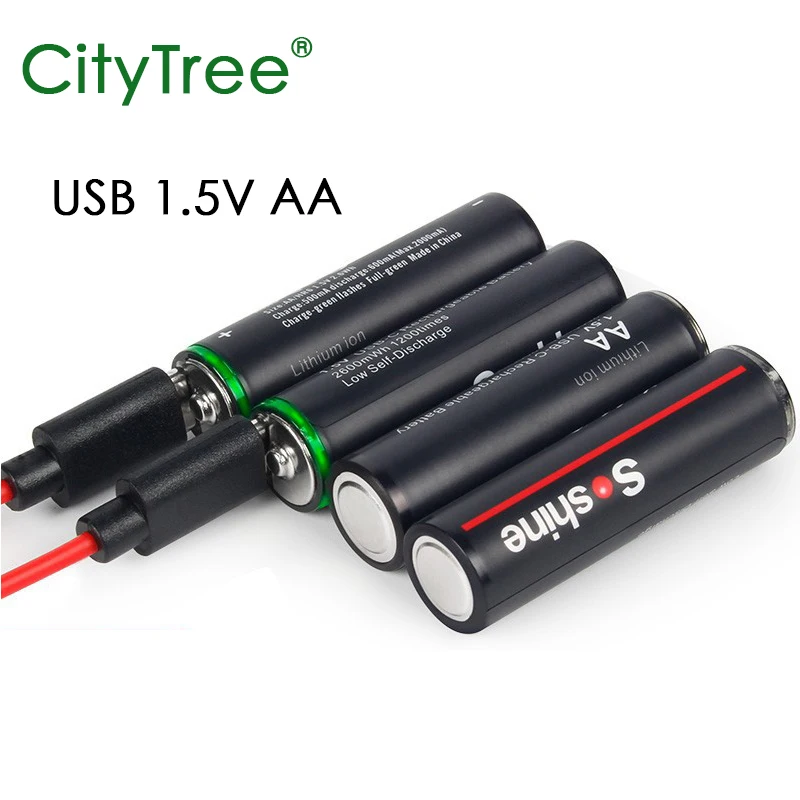 CityTree 1.5v AA Rechargeable Battery Li-ion 2600mWh 1.5 Volt Lithium Liion Li ion 2A Batteries for Toys Clock Camera Flashlight