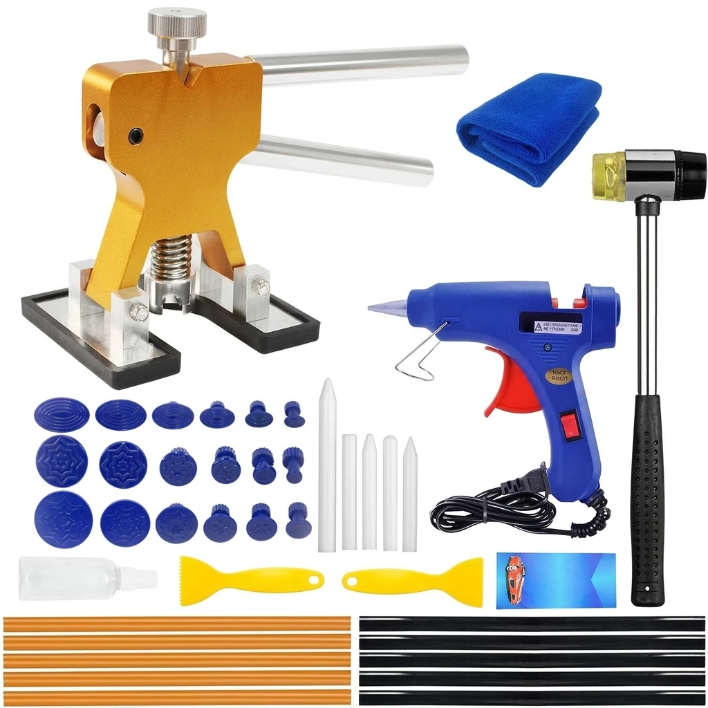 YGTITAN Paintless Dent Repair Kit Auto Body Dent Puller Tool with Glue Gun, Slide Hammer, Suction Cups, PDR Hail Damage Removal