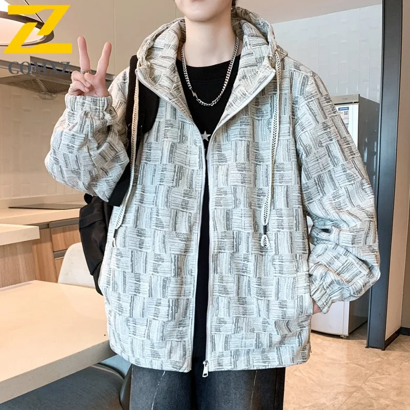 

COMXZ Куртка премиум-класса, новая куртка с полным принтом, мужская рабочая одежда, повседневная индивидуальная толстовка с капюшоном, легкое мужское пальто