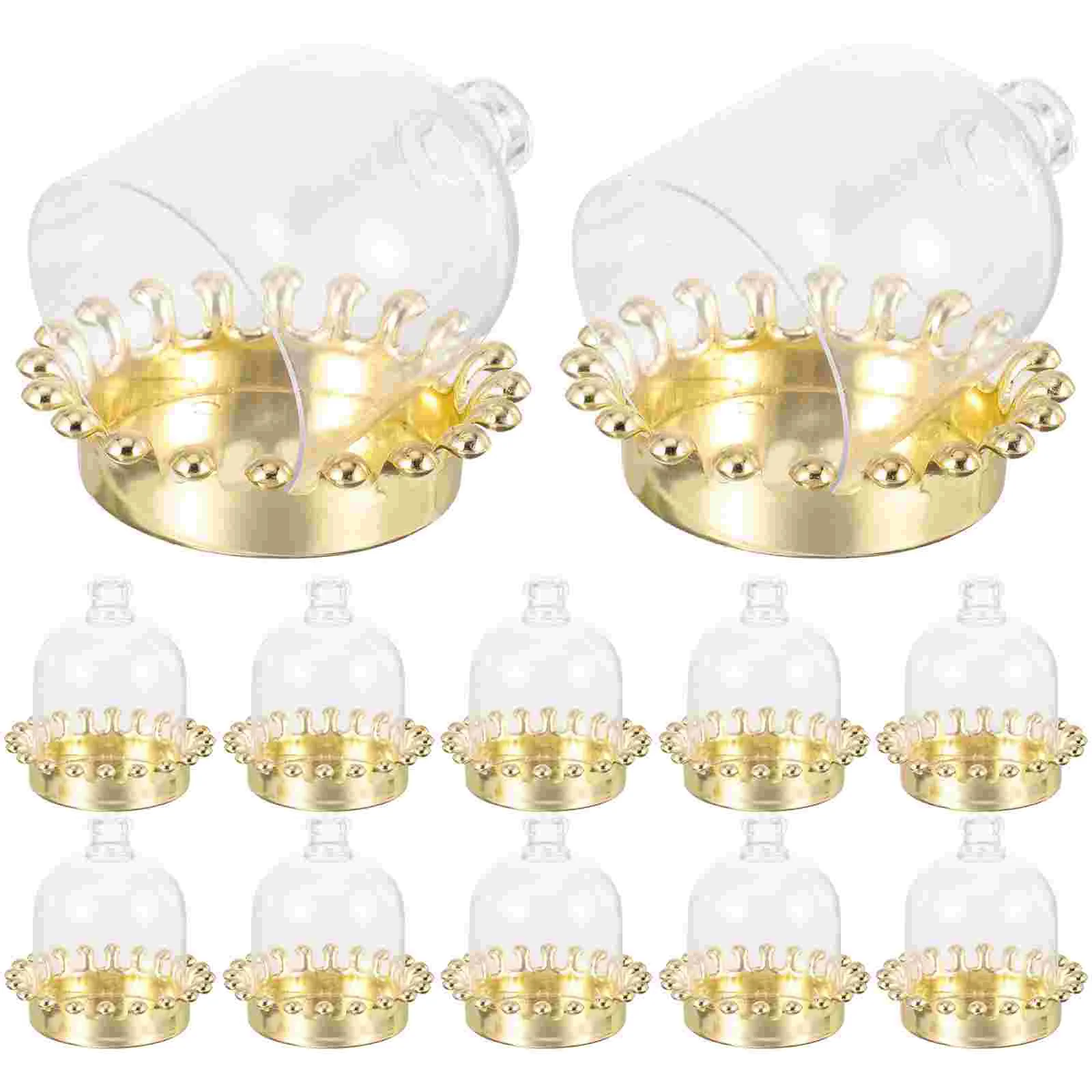 12 Pcs Candy Box Clear Cake Stand Mini Appetizer Plates Paper Cup Plastic Cupcake with Dome Dessert Muffins