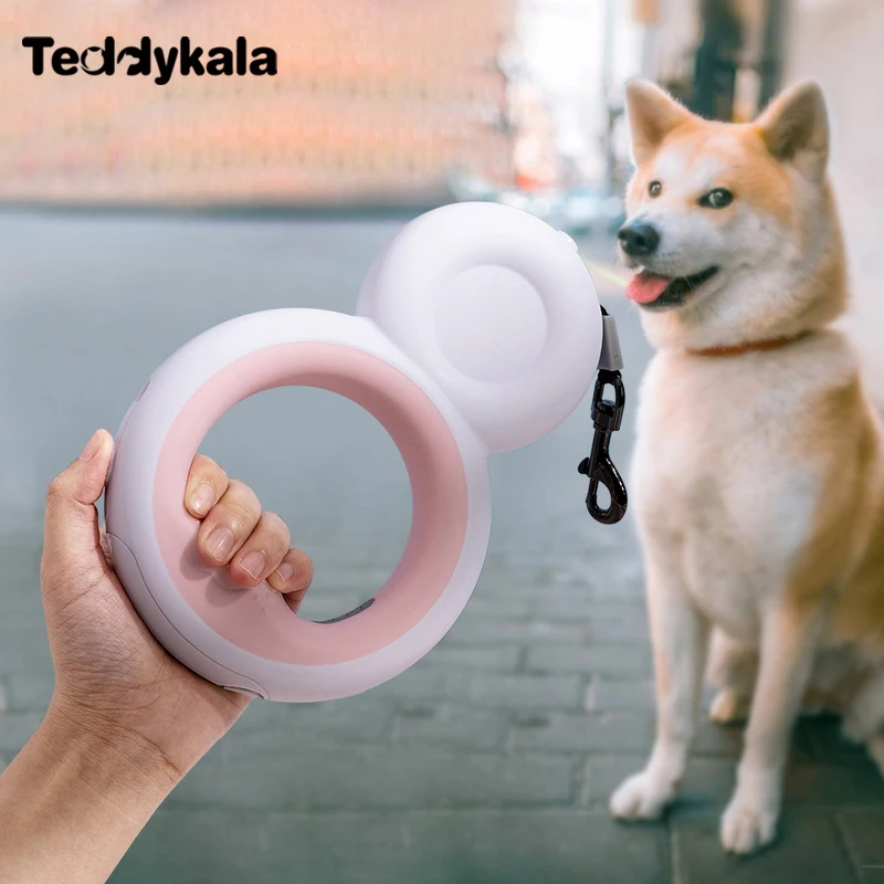 

Teddykala Pet Semi-Automatic Llight-Emitting Retractable Dog Leash Medium And Small Dog LED Light Pet Leash Donut Dog Leash