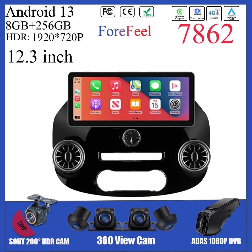 12.3 inch For Mercedes Vito W447 2014-2022 Android 12 Car Radio Multimedia Navigation Stereo Video Player 7862CPU NO DVD 2DIN