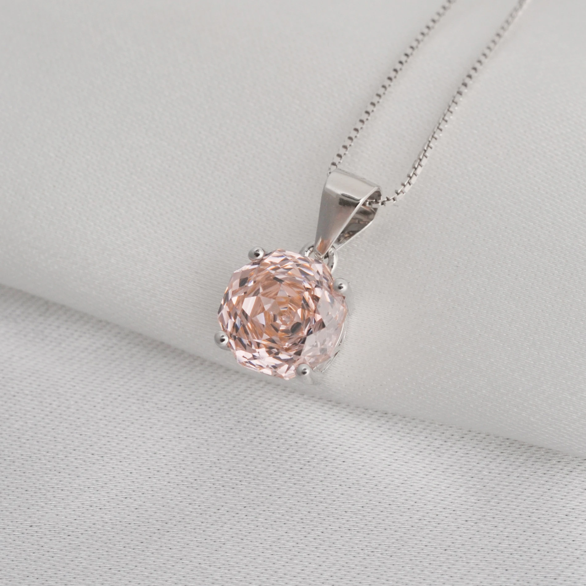 POTIY 2ct Morganit Rosa Kubisches Zirkonium CZ Achteckiger Rosenschliff Anhänger Ohne Kette 925 Sterling Silber Geschenk für Sie – Detail 13