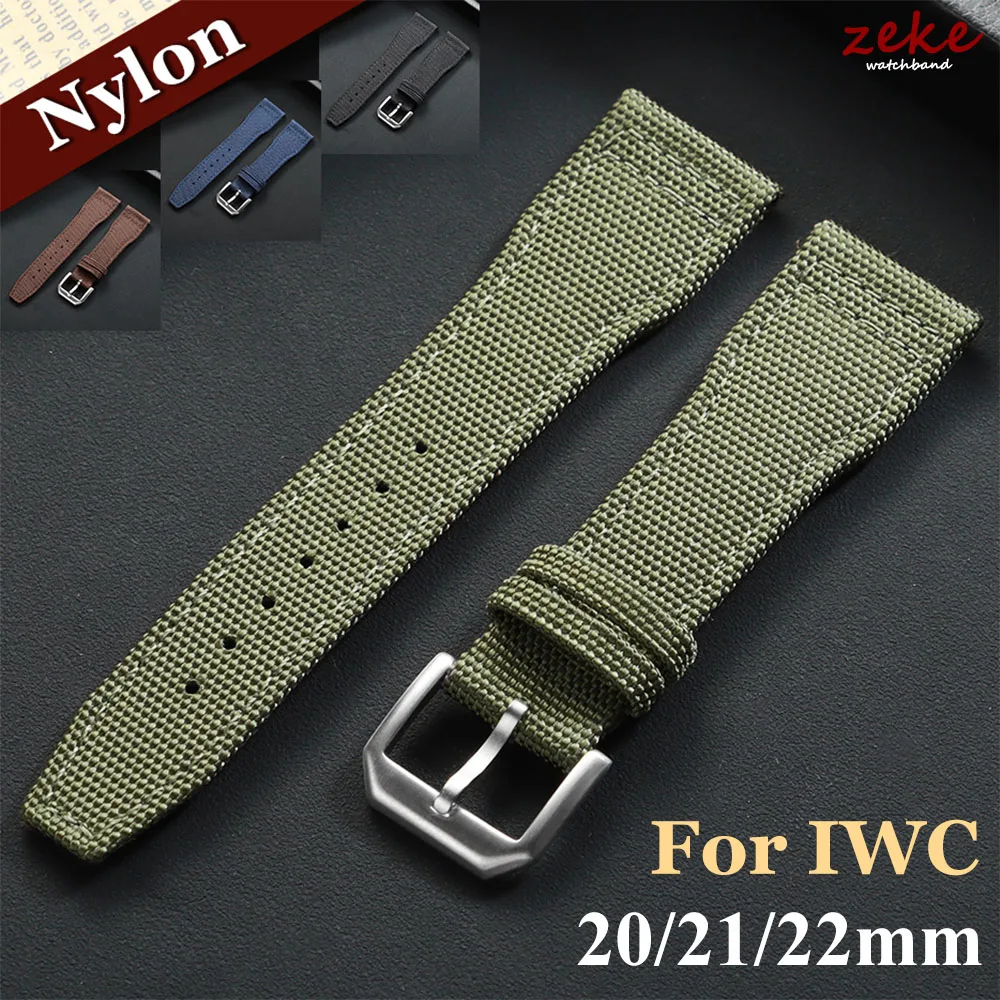 

Nylon Canvas Watch Strap 20mm 21mm 22mm for IWC Pilot Strap Green Black Sport Watchband Cowhide Wristband for Men Women Bracelet
