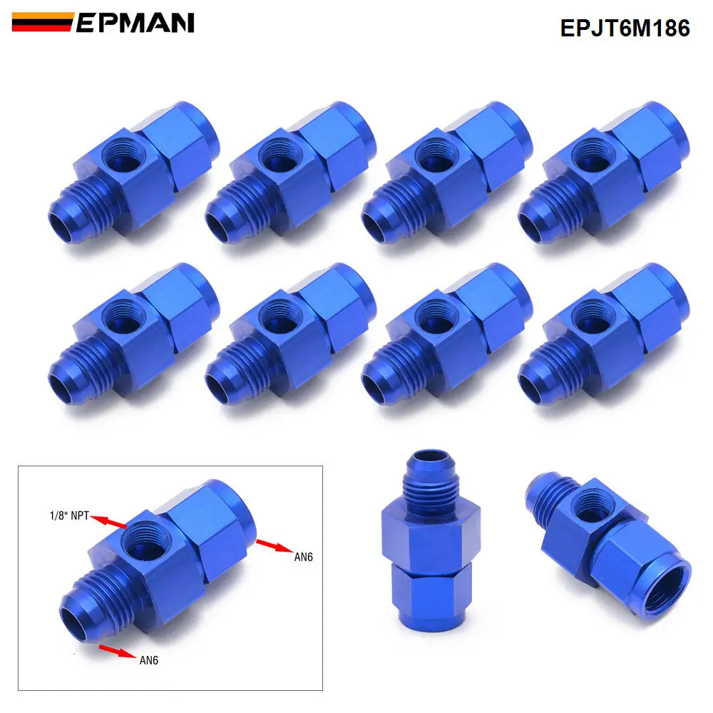 EPMAN 10PCS Aluminum -6AN Male Flare To -6AN Female Swivel With 1/8