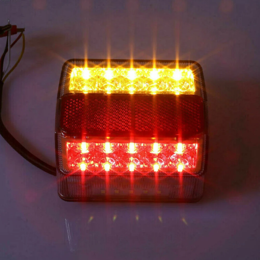 2Pcs Auto Parts 16LED Dual Color Tail Light Trailer Truck Waterproof Warning Light Side Light