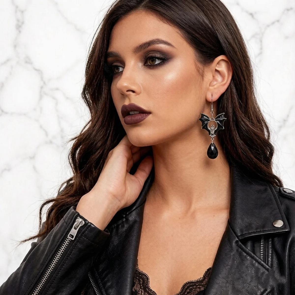 Halloween Schwarze Rote Fledermaus Wassertropfen Kristall Quasten-Ohrringe für Frauen Männer Gothic Cosplay Fledermausflügel Tier-Ohrring Schmuck – Detail 4
