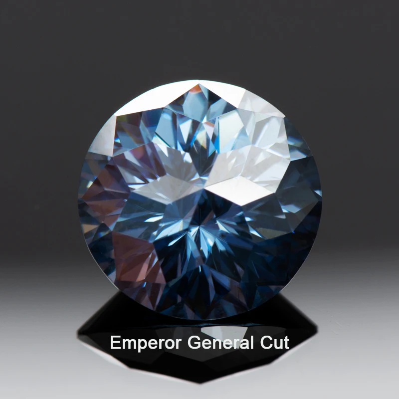 

Moissanite Stone Round Shape Special Emperor General Cut Primary Colours Royal Blue Lab Grown Gemstones with GRA Certificate