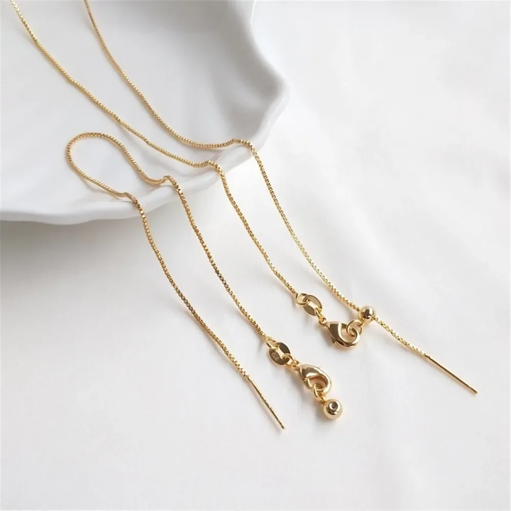 

14K Gold Plated Needle-style universal necklace bracelet box carefully adjusted chain retractable beaded clavicle chain