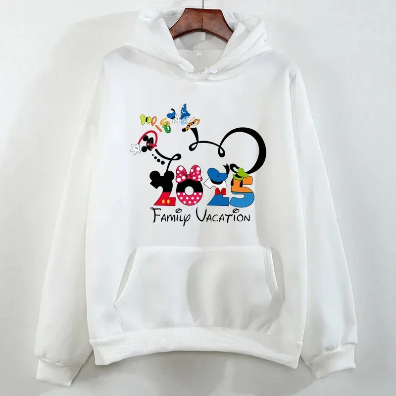 2025 Disney Family Vacation Printed Hoodies Fashion Trend Disneyland Travel Hoodies Autumn Pullover Tops Women Casual Sweatshirt