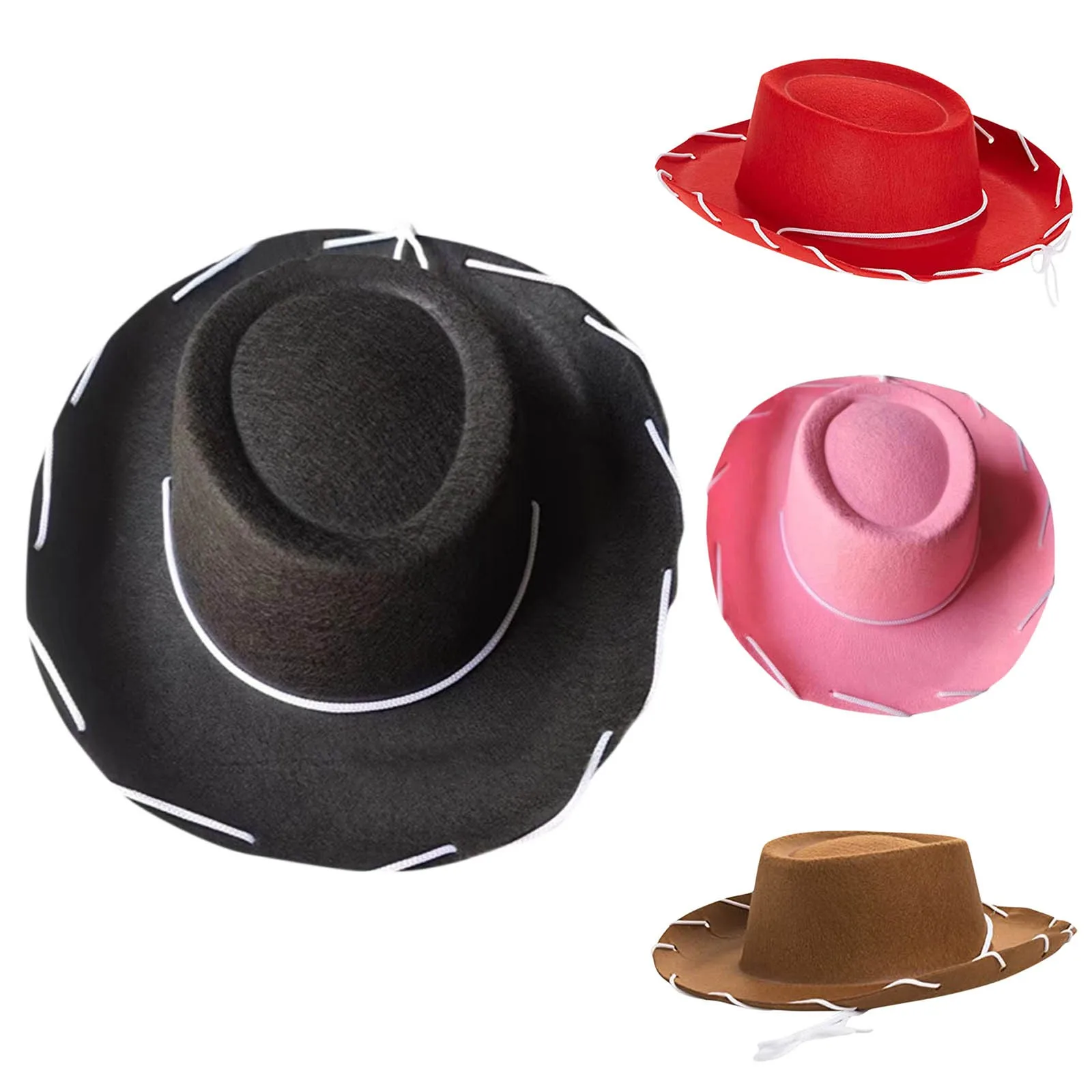 Sombrero de vaquero clásico para niños, sombrero de fieltro estilo vaquero del oeste con correa ajustable para la barbilla, accesorios de disfraz para fiestas infantiles para niños y niñas
