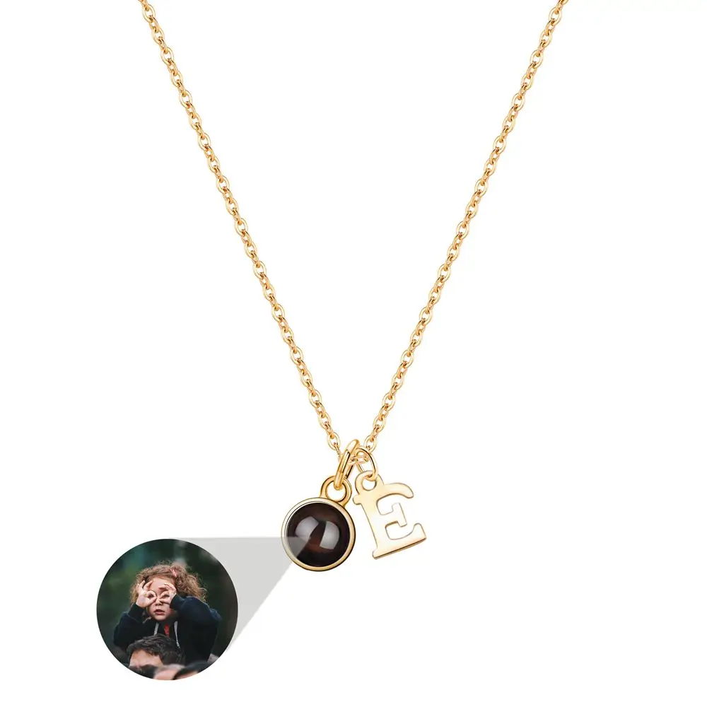 925 Sterling Silver Custom Photo Necklaces Projection Photo Necklace for Women With Letter A-Z Pendant Men Jewelry Free Shipping