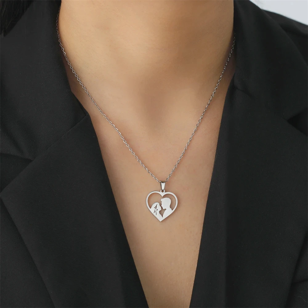 EUEAVAN-colgantes románticos de acero inoxidable para amantes, dijes de corazón de amor para collar, fabricación de joyas, suministros de bricolaje, 1 unidad