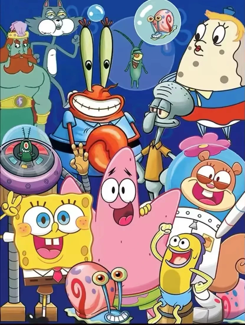 سبونجبوب سكوير السراويل النفط الطلاء بواسطة أرقام غرفة المعيشة المنزلي غرفة نوم مدخل بار L-جميل لطيف M-التوابع مقهى الديكور