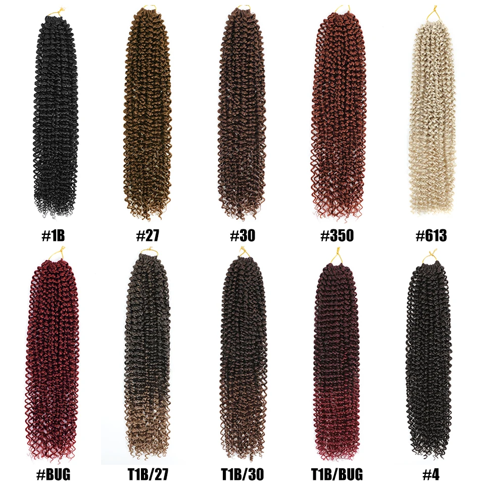 Twist Crochet Hair-trenzas de ganchillo sintéticas para mujeres negras, extensión Afro Kinky Ombre, marrón, Onda de Agua, 22 pulgadas